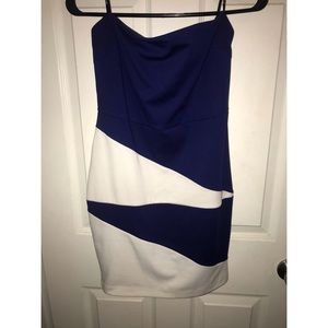 Forever 21 Strapless Asymmetric Color Block Dress